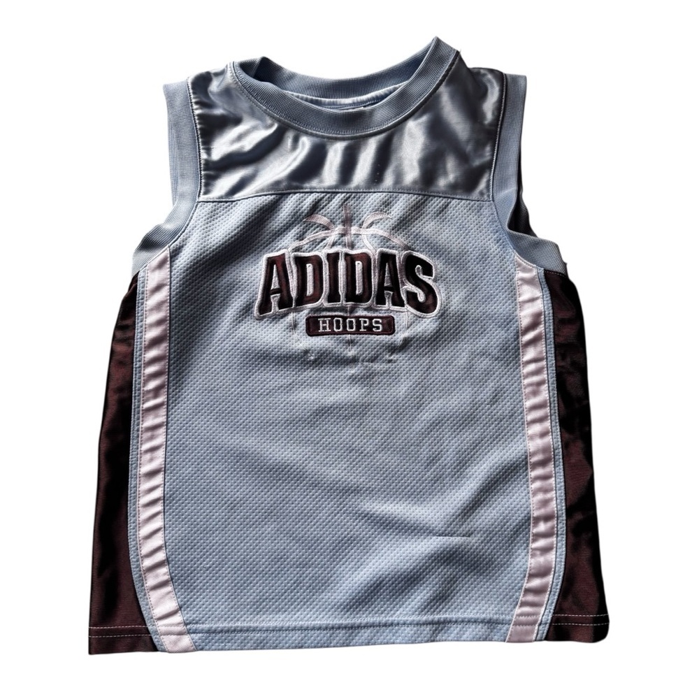 Adidas Hoops Blue Brown Sleeveless Basketball Muscle Jersey Mesh Unisex 6 Sporty